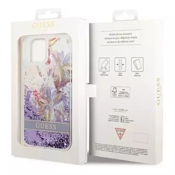 Etui Guess GUHCP14SLFLSU до Apple iPhone 14 6,1" fioletowy/фіолетовий твердий чохол Flower Liquid Glitter