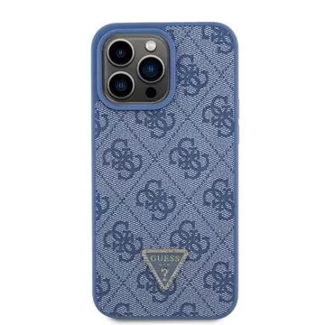 Etui Guess GUHCP15XP4TDPB для iPhone 15 Pro Max 6.7" niebieski/синій жорсткий чохол, шкіра 4G, трикутник, страза