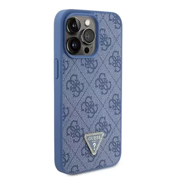 Etui Guess GUHCP15XP4TDPB для iPhone 15 Pro Max 6.7" niebieski/синій жорсткий чохол, шкіра 4G, трикутник, страза