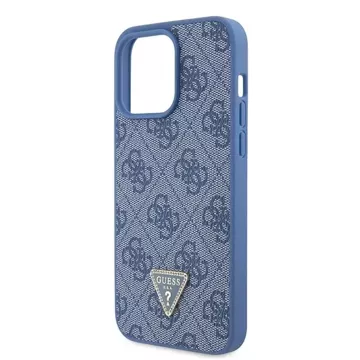 Etui Guess GUHCP15XP4TDPB для iPhone 15 Pro Max 6.7" niebieski/синій жорсткий чохол, шкіра 4G, трикутник, страза