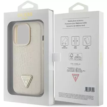 Etui Guess GUHCP15XPCRTHCD для iPhone 15 Pro Max 6,7" злотих/золотий твердий чохол Croco Triangle Metal Logo