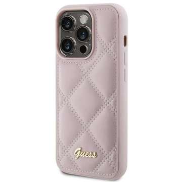 Etui Guess GUHCP15XPSQSQSP для iPhone 15 Pro Max 6.7" różowy/рожевий твердий чохол, стьобаний металевий логотип