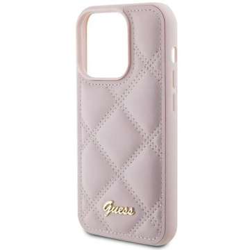 Etui Guess GUHCP15XPSQSQSP для iPhone 15 Pro Max 6.7" różowy/рожевий твердий чохол, стьобаний металевий логотип