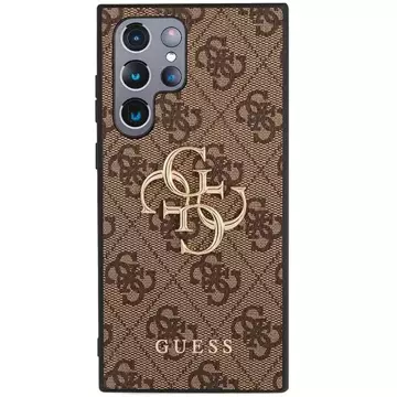 Etui Guess GUHCS23L4GMGBR для Samsung Galaxy S23 Ultra S918 бронзовий/коричневий твердий корпус 4G з великим металевим логотипом