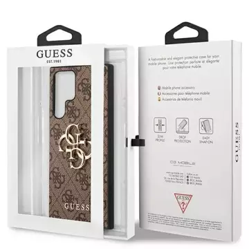 Etui Guess GUHCS23L4GMGBR для Samsung Galaxy S23 Ultra S918 бронзовий/коричневий твердий корпус 4G з великим металевим логотипом