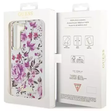 Etui Guess GUHCS23SHCFWST для Samsung Galaxy S23 S911 білий/білий твердий чохол Flower Collection