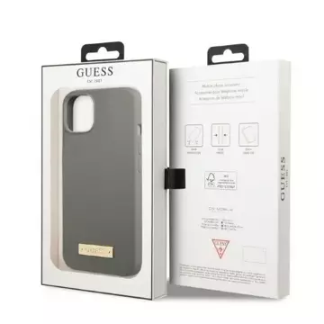 Etui Guess GUHMP13MSPLG до Apple iPhone 13 6,1" szary/сірий жорсткий чохол Silicone Logo Plate MagSafe