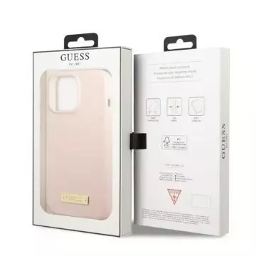 Etui Guess GUHMP13XSPLP для Apple iPhone 13 Pro Max 6,7" różowy/рожевий твердий чохол Silicone Logo Plate MagSafe