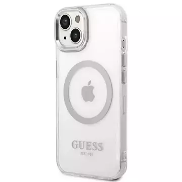 Etui Guess GUHMP14SHTRMS до Apple iPhone 14 6,1" срібний/срібний жорсткий чохол Metal Outline Magsafe