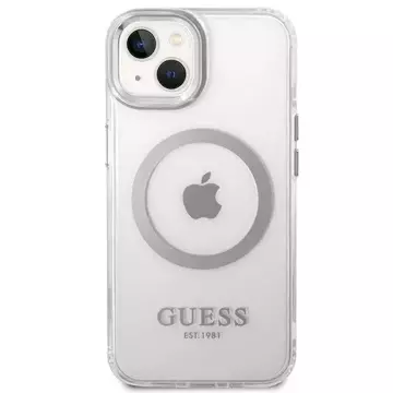 Etui Guess GUHMP14SHTRMS до Apple iPhone 14 6,1" срібний/срібний жорсткий чохол Metal Outline Magsafe