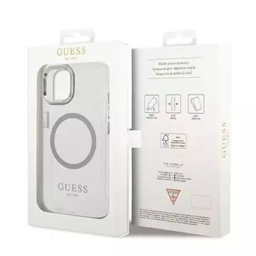 Etui Guess GUHMP14SHTRMS до Apple iPhone 14 6,1" срібний/срібний жорсткий чохол Metal Outline Magsafe