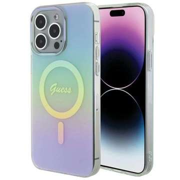 Etui Guess GUHMP15LHITSQ для iPhone 15 Pro 6.1" turkusowy/бірюзовий твердий чохол IML Iridescent MagSafe