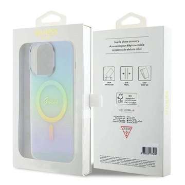 Etui Guess GUHMP15LHITSQ для iPhone 15 Pro 6.1" turkusowy/бірюзовий твердий чохол IML Iridescent MagSafe