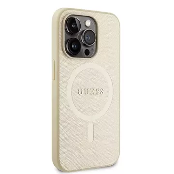 Etui Guess GUHMP15LPSAHMCB для iPhone 15 Pro 6.1" złoty/золотий твердий чохол Saffiano MagSafe