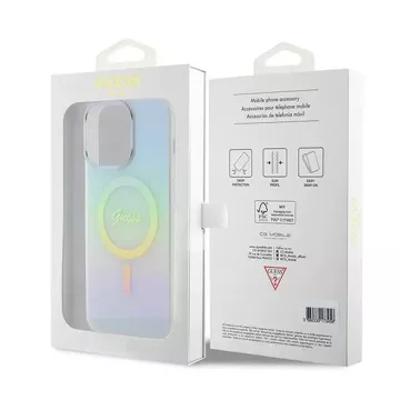 Etui Guess GUHMP15XHITSQ для iPhone 15 Pro Max turkusowy/бірюзовий жорсткий чохол IML Iridescent MagSafe