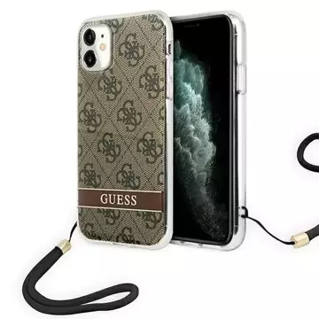 Etui Guess GUOHCN61H4STW для Apple iPhone 11 6,1" бронзовий/коричневий жорсткий чохол 4G Print Strap