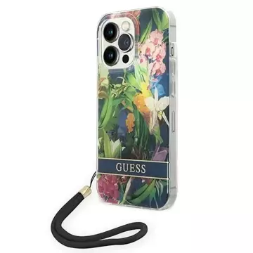 Etui Guess GUOHCP14XHFLSB iPhone 14 Pro Max 6,7" niebieski/синій жорсткий чохол Flower Strap