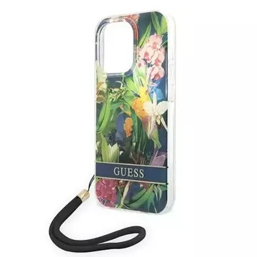 Etui Guess GUOHCP14XHFLSB iPhone 14 Pro Max 6,7" niebieski/синій жорсткий чохол Flower Strap