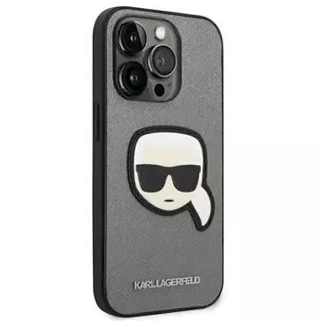 Etui Karl Lagerfeld KLHCP14XSAPKHG до iPhone 14 Pro Max 6,7' hardcase Saffiano Karl`s Head Patch срібний/срібний