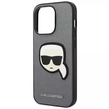 Etui Karl Lagerfeld KLHCP14XSAPKHG до iPhone 14 Pro Max 6,7' hardcase Saffiano Karl`s Head Patch срібний/срібний