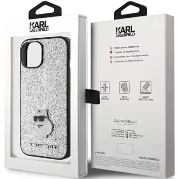 Etui Karl Lagerfeld KLHCP15SGCNPSG для iPhone 15 6.1" srebrny/silver hardcase Fixed Glitter Choupette Logo Metal Pin