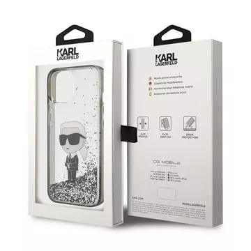 Etui Karl Lagerfeld KLHCP15SLKKNSK для iPhone 15 6.1" прозорий твердий чохол Liquid Glitter Ikonik