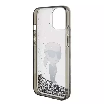 Etui Karl Lagerfeld KLHCP15SLKKNSK для iPhone 15 6.1" прозорий твердий чохол Liquid Glitter Ikonik