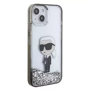 Etui Karl Lagerfeld KLHCP15SLKKNSK для iPhone 15 6.1" прозорий твердий чохол Liquid Glitter Ikonik