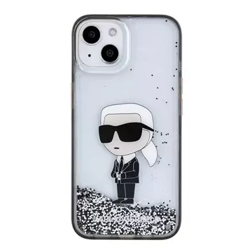 Etui Karl Lagerfeld KLHCP15SLKKNSK для iPhone 15 6.1" прозорий твердий чохол Liquid Glitter Ikonik