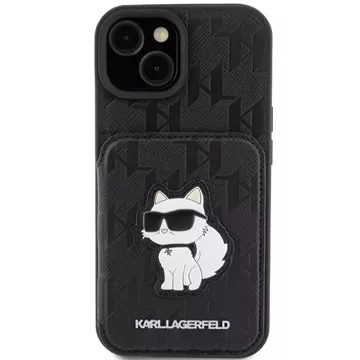 Etui Karl Lagerfeld KLHCP15SSAKCNSCK для iPhone 15 6.1" czarny/black hardcase Saffiano Card Slots and Stand Monogram Choupette