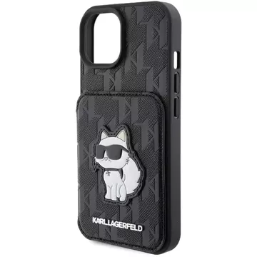 Etui Karl Lagerfeld KLHCP15SSAKCNSCK для iPhone 15 6.1" czarny/black hardcase Saffiano Card Slots and Stand Monogram Choupette