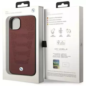 Etui na telefon BMW BMHCP14S22RPSR для Apple iPhone 14 6,1" бордовий/бордовий малюнок шкіряних сидінь