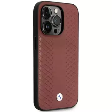 Etui na telefon BMW BMHMP14L22RFGR для Apple iPhone 14 Pro 6,1" бордовий/бордовий шкіра Diamond Pattern MagSafe