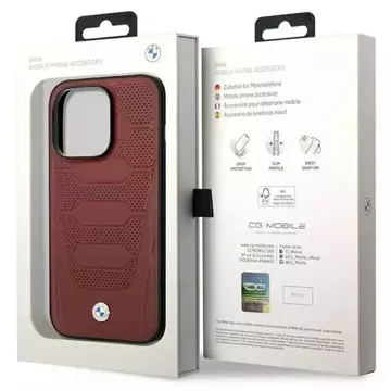 Etui na telefon BMW BMHMP14X22RPSR до Apple iPhone 14 Pro Max 6,7" бордовий/бордовий Шкіряні сидіння Pattern MagSafe