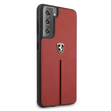 Etui na telefon Ferrari Hardcase для Samsung Galaxy S21 червоний/червоний Hardcase Off Track Leather Nylon Stripe