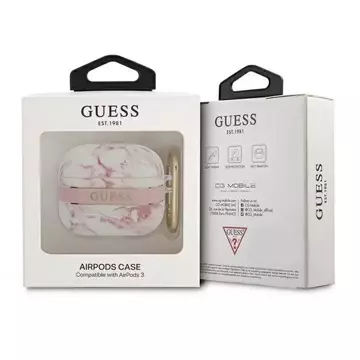 Guess GUA3HCHMAP AirPods 3 чохол różowy/рожевий Marble Strap Collection