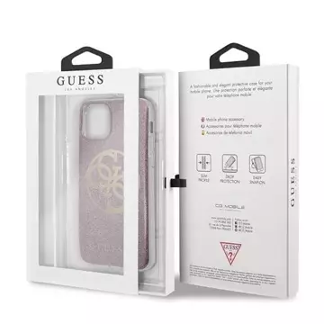 Guess GUHCN65PCUGLPI iPhone 11 Pro Max różowy/рожевий твердий чохол 4G Circle Glitter