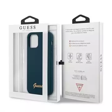 Guess GUHCP12LLSLMGBL iPhone 12 Pro Max 6,7" niebieski/синій твердий чохол Metal Logo Script