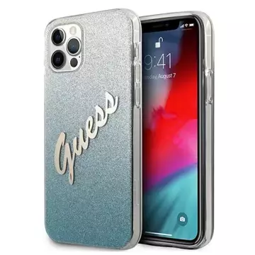 Guess GUHCP12LPCUGLSBL iPhone 12 Pro Max 6,7" niebieski/синій жорсткий чохол Glitter Gradient Script