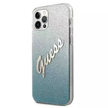 Guess GUHCP12LPCUGLSBL iPhone 12 Pro Max 6,7" niebieski/синій жорсткий чохол Glitter Gradient Script