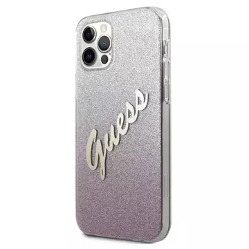 Guess GUHCP12LPCUGLSPI iPhone 12 Pro Max 6,7" różowy/рожевий твердий чохол Glitter Gradient Script