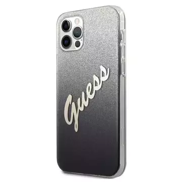 Guess GUHCP12MPCUGLSBK iPhone 12/12 Pro 6,1" чорний/чорний жорсткий чохол Glitter Gradient Script