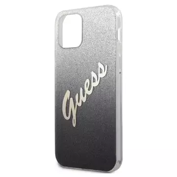 Guess GUHCP12MPCUGLSBK iPhone 12/12 Pro 6,1" чорний/чорний жорсткий чохол Glitter Gradient Script