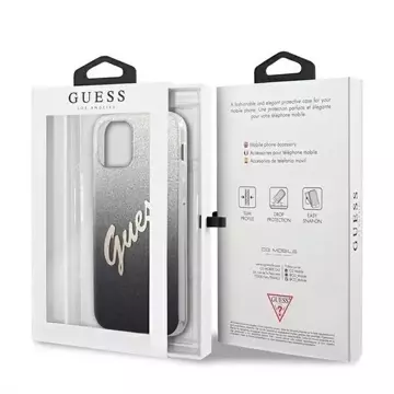 Guess GUHCP12MPCUGLSBK iPhone 12/12 Pro 6,1" чорний/чорний жорсткий чохол Glitter Gradient Script