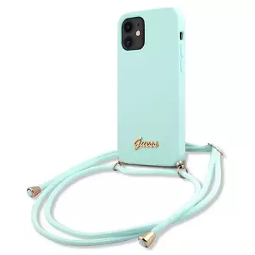 Guess GUHCP12SLSCLMGLB iPhone 12 mini 5,4" jasno нібієскі/світло-блакитний твердий чохол Металевий шнур з логотипом
