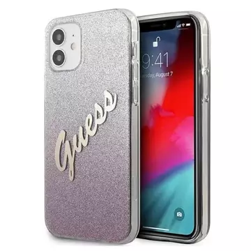 Guess GUHCP12SPCUGLSPI iPhone 12 mini 5,4" różowy/рожевий твердий чохол Glitter Gradient Script