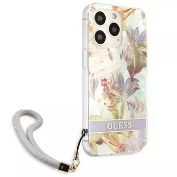 Guess GUHCP13LHFLSU iPhone 13 Pro / 13 6,1" fioletowy/фіолетовий жорсткий чохол Flower Strap