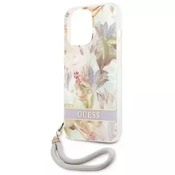 Guess GUHCP13LHFLSU iPhone 13 Pro / 13 6,1" fioletowy/фіолетовий жорсткий чохол Flower Strap