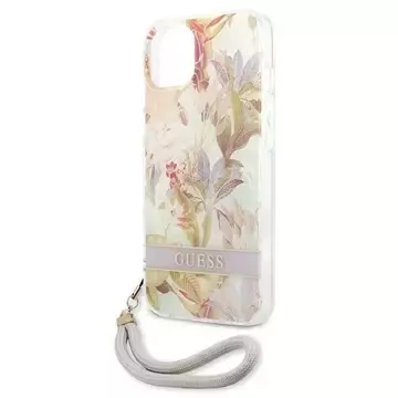 Guess GUHCP13SHFLSU iPhone 13 mini 5,4" fioletowy/фіолетовий жорсткий чохол Flower Strap