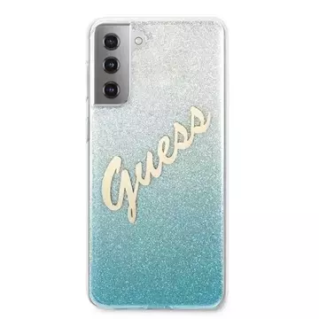 Guess GUHCS21MPCUGLSBL S21 G996 niebieski/синій твердий кейс Glitter Gradient Script